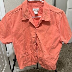 Coral Short Sleeve Button-Up Shirt